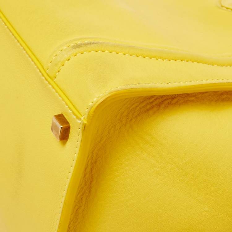 Pre Owned Celine Yellow Leather Medium Phantom Luggage Tote