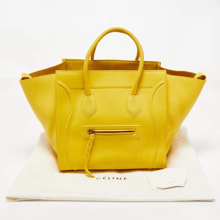 Pre Owned Celine Yellow Leather Medium Phantom Luggage Tote