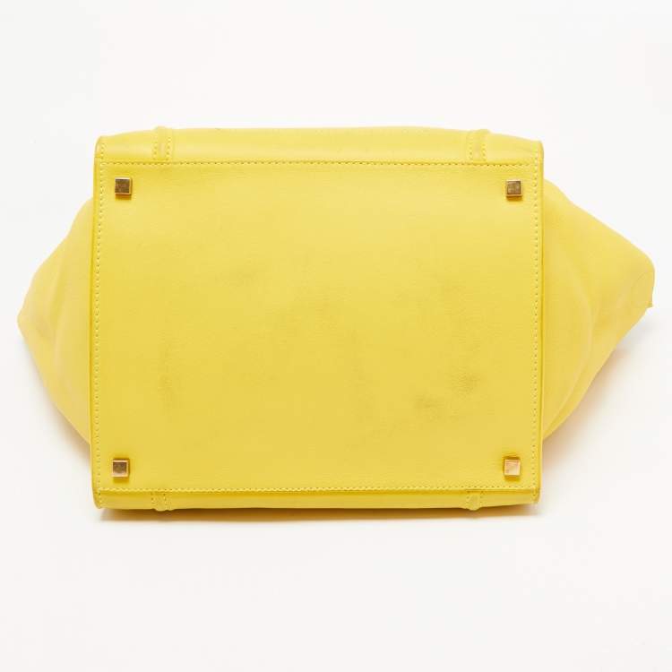 Pre Owned Celine Yellow Leather Medium Phantom Luggage Tote