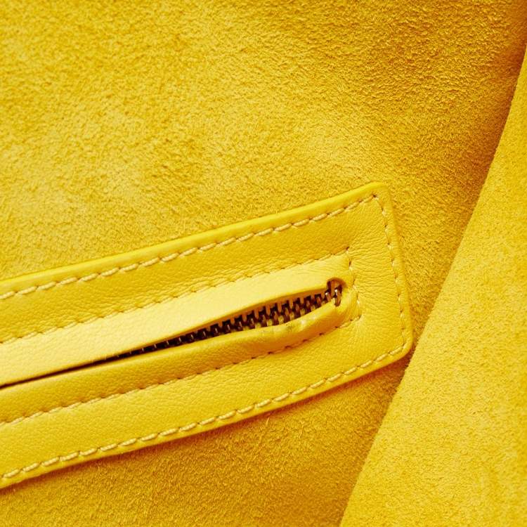 Pre Owned Celine Yellow Leather Medium Phantom Luggage Tote
