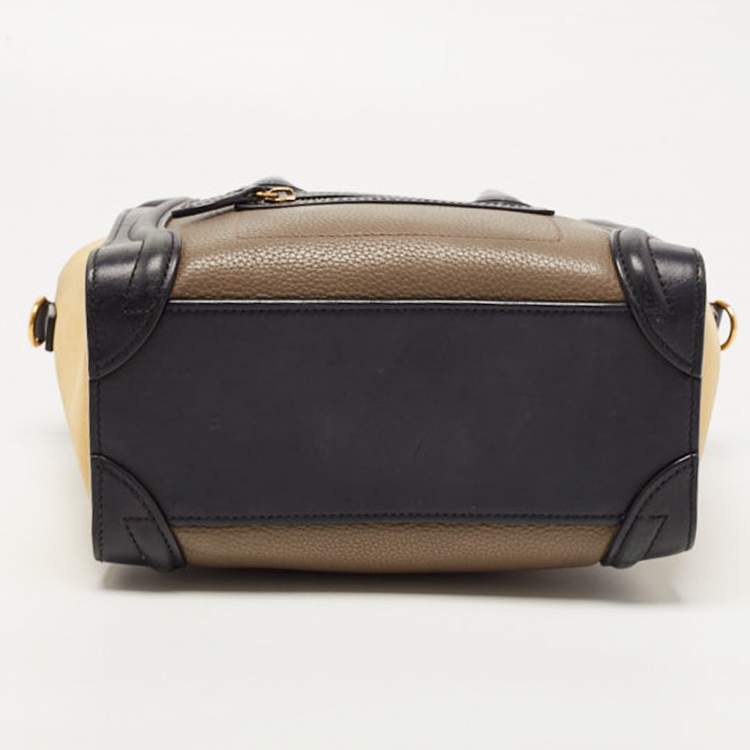 Pre Owned Céline Tri Color Leather and Nubuck Nano Luggage Tote
