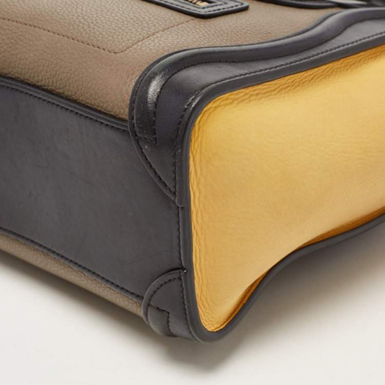 Pre Owned Céline Tri Color Leather and Nubuck Nano Luggage Tote