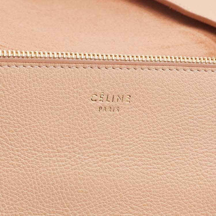 Pre Owned Celine Beige Leather Blade Flap Shoulder Bag