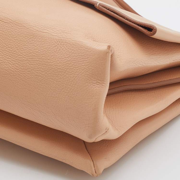 Pre Owned Celine Beige Leather Blade Flap Shoulder Bag