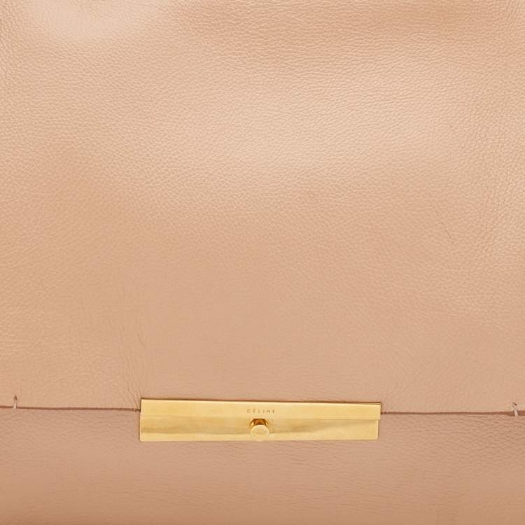 Pre Owned Celine Beige Leather Blade Flap Shoulder Bag