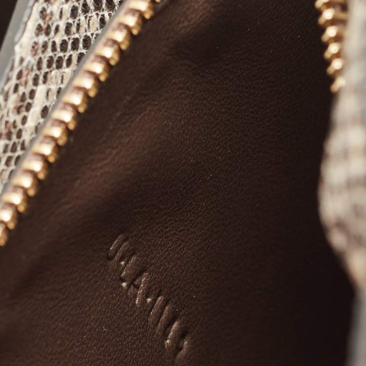 Pre Owned Celine Black/Cream Lizard Medium Classic Box Shoulder Bag