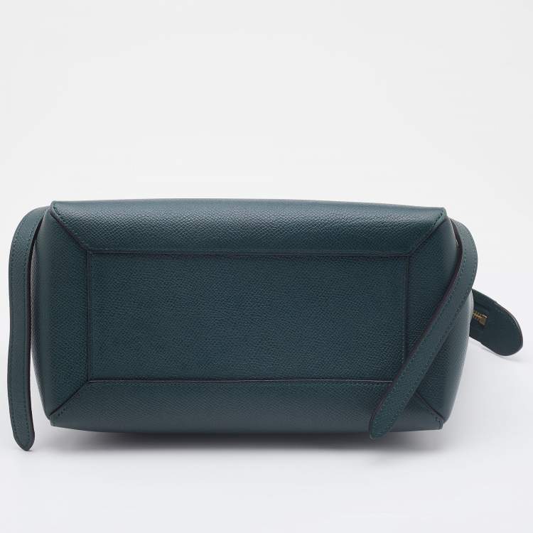 Pre Owned Celine Green Leather Micro Belt Top Handle Bag