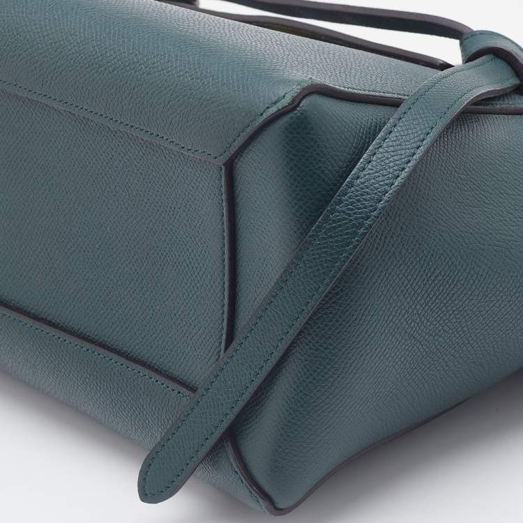 Pre Owned Celine Green Leather Micro Belt Top Handle Bag