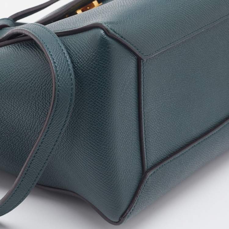 Pre Owned Celine Green Leather Micro Belt Top Handle Bag