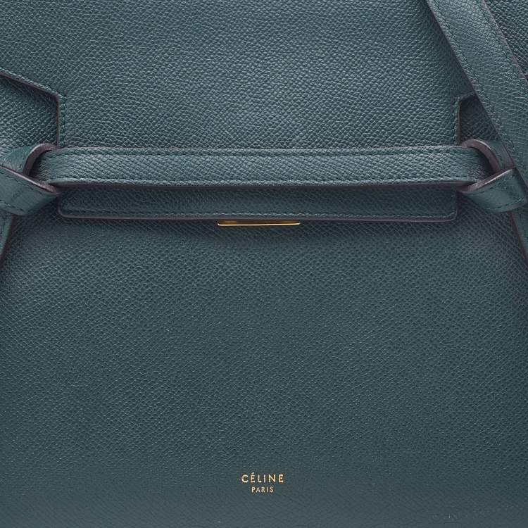Pre Owned Celine Green Leather Micro Belt Top Handle Bag