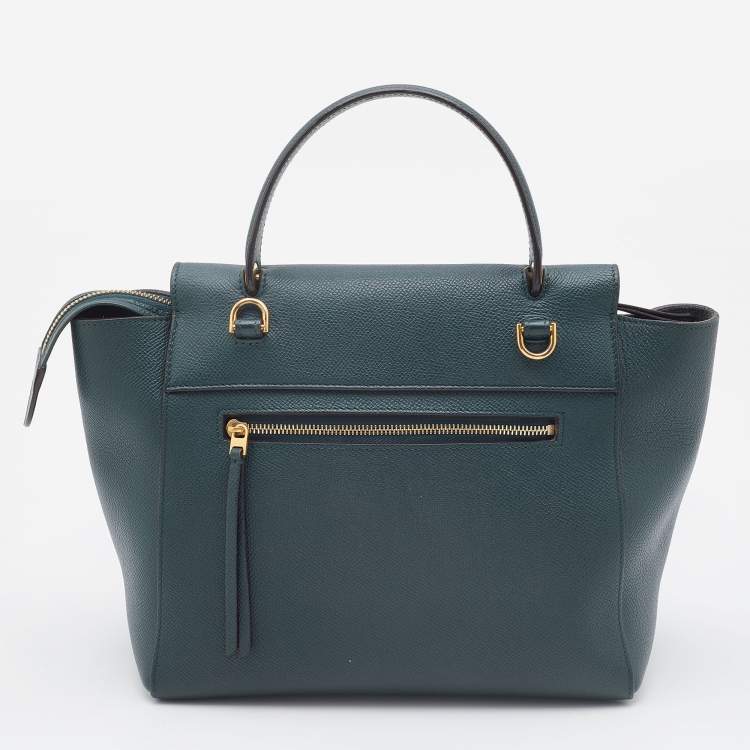 Pre Owned Celine Green Leather Micro Belt Top Handle Bag