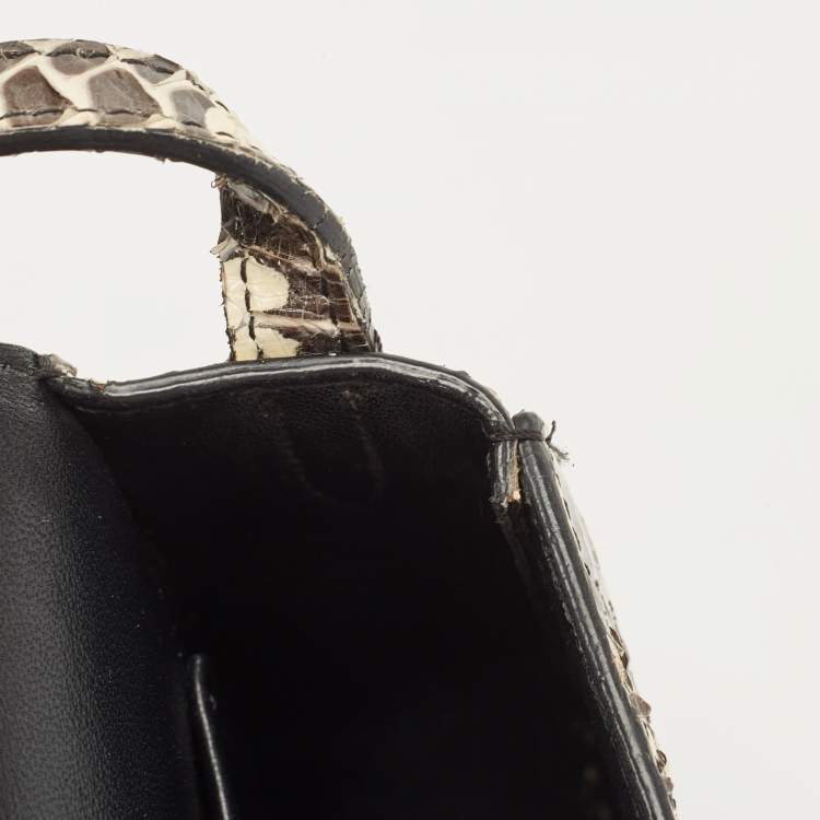 Pre Owned Celine Cream/Black Watersnake Small Trotteur Crossbody Bag