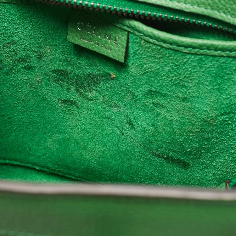 Pre Owned Celine Green Leather Nano Luggage Tote