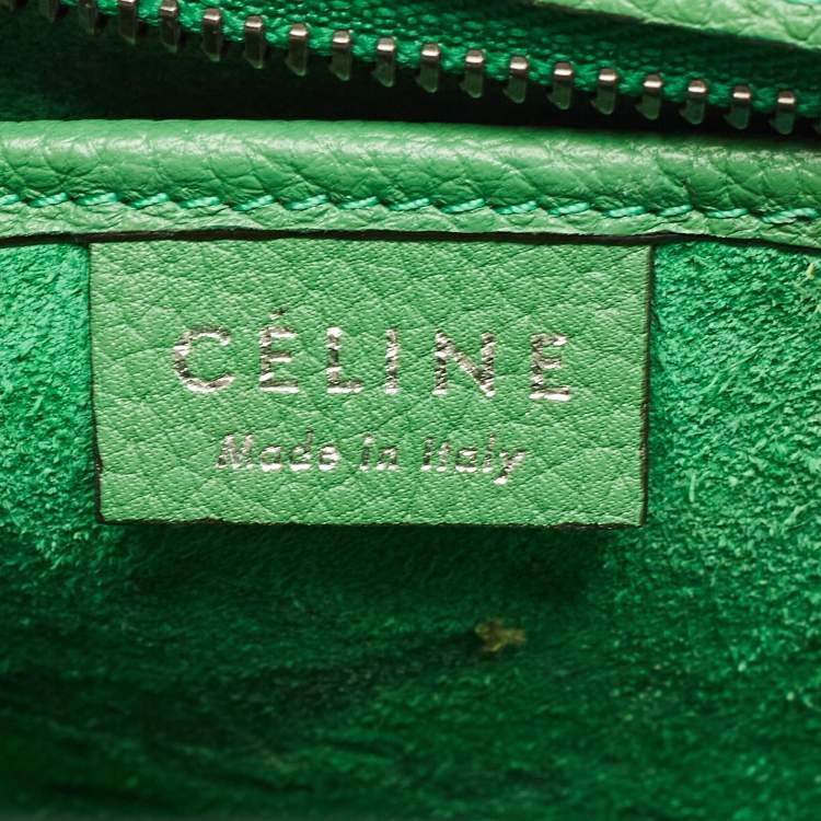 Pre Owned Celine Green Leather Nano Luggage Tote