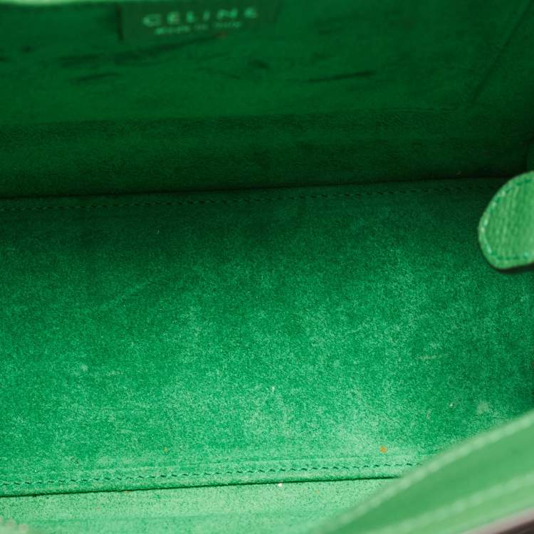 Pre Owned Celine Green Leather Nano Luggage Tote