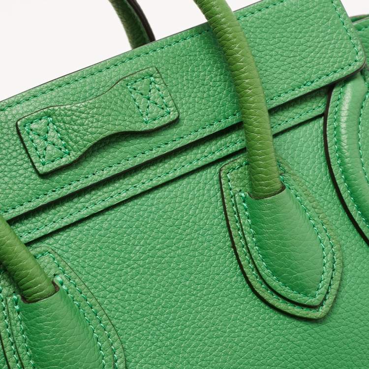 Pre Owned Celine Green Leather Nano Luggage Tote