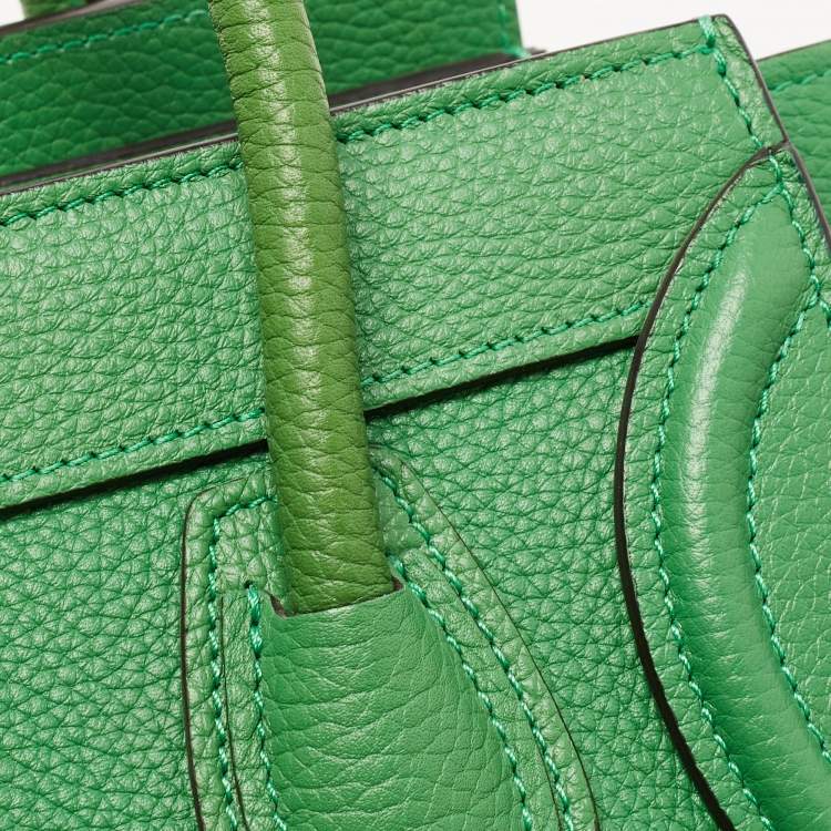 Pre Owned Celine Green Leather Nano Luggage Tote