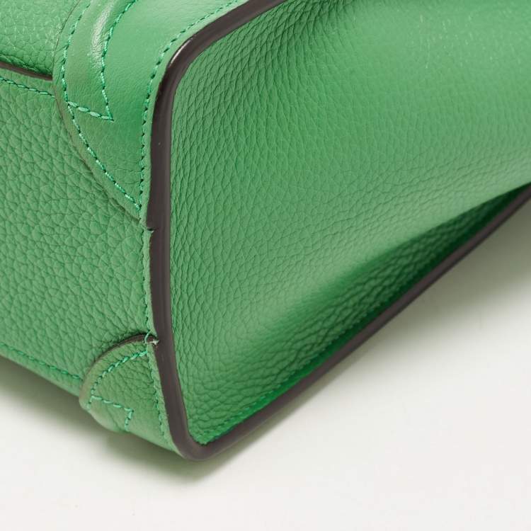 Pre Owned Celine Green Leather Nano Luggage Tote