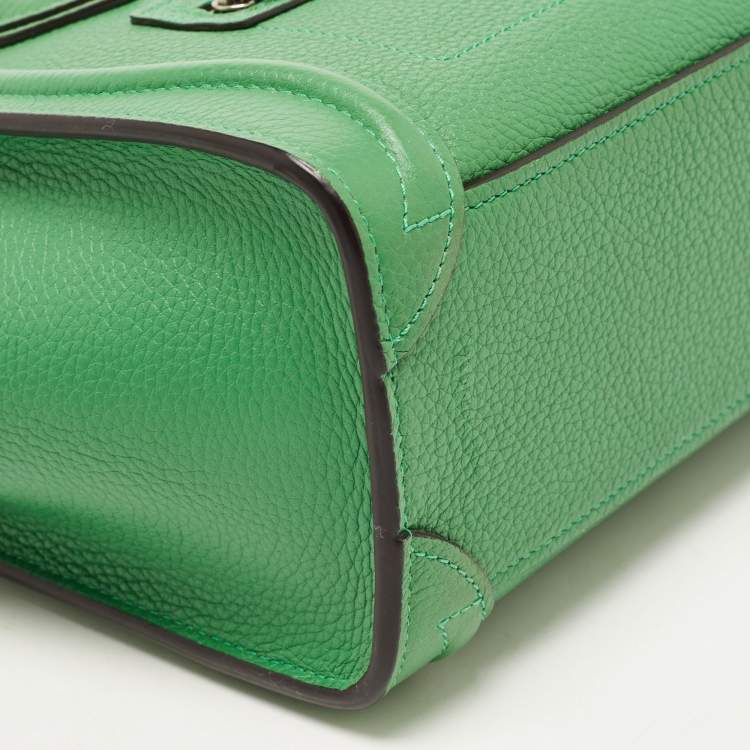 Pre Owned Celine Green Leather Nano Luggage Tote