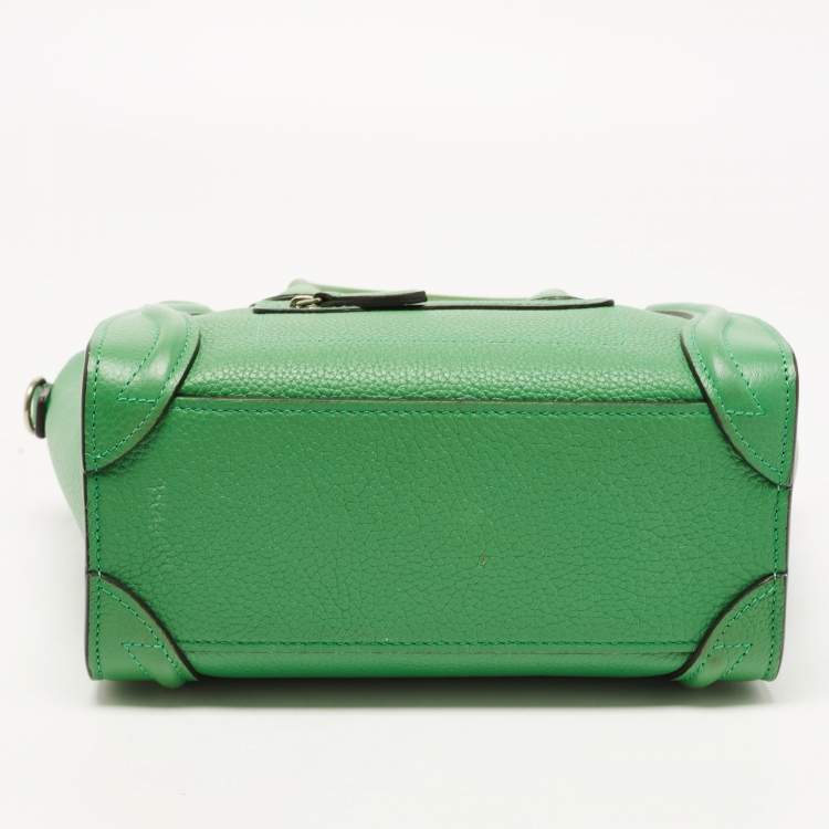 Pre Owned Celine Green Leather Nano Luggage Tote