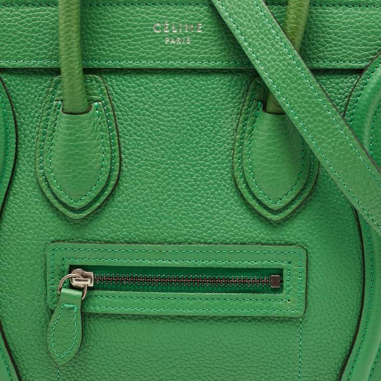 Pre Owned Celine Green Leather Nano Luggage Tote