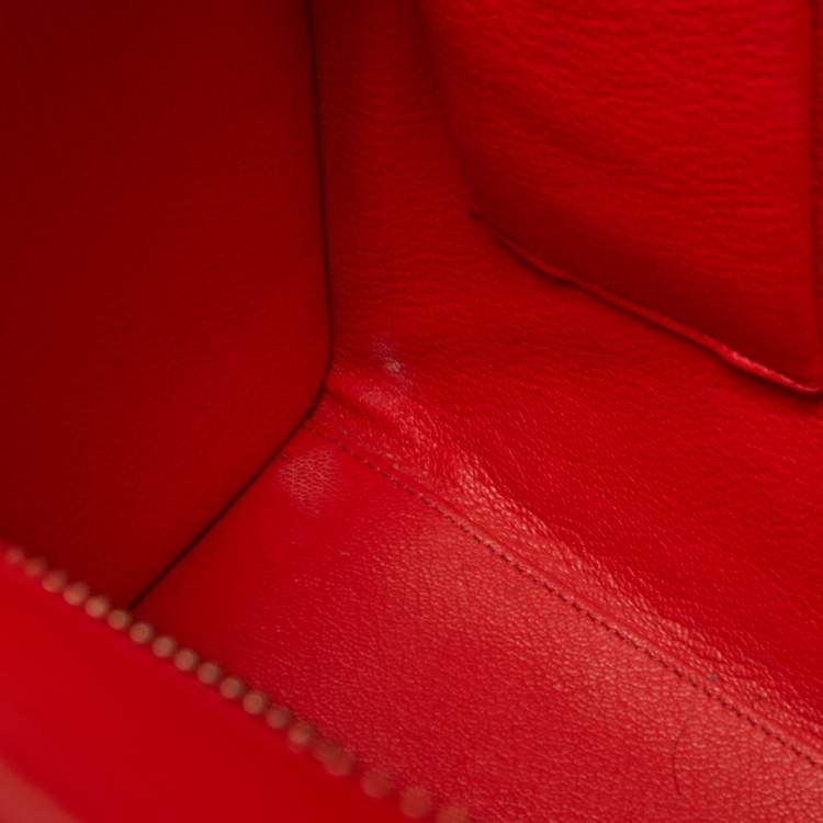 Pre Owned Celine Red Leather Micro Luggage Tote