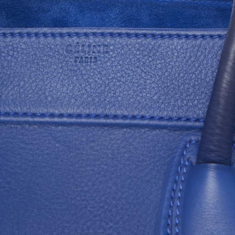 Pre Owned Celine Blue Leather Medium Phantom Luggage Tote