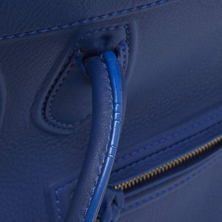 Pre Owned Celine Blue Leather Medium Phantom Luggage Tote
