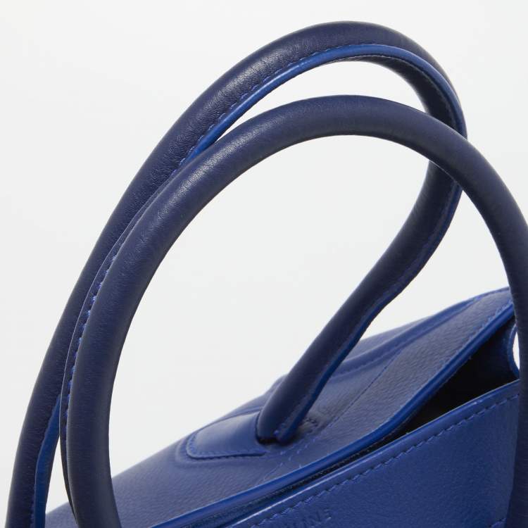 Pre Owned Celine Blue Leather Medium Phantom Luggage Tote