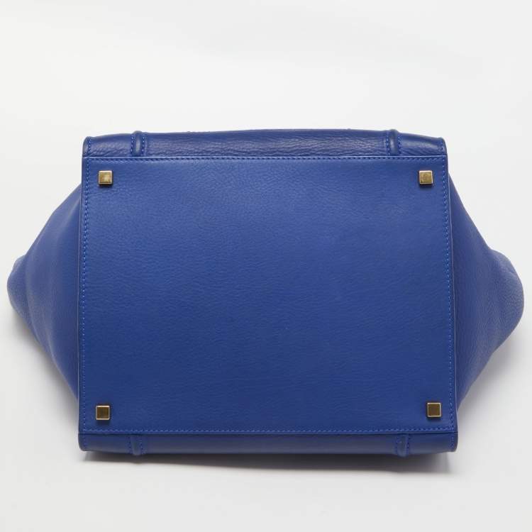 Pre Owned Celine Blue Leather Medium Phantom Luggage Tote