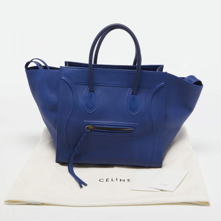 Pre Owned Celine Blue Leather Medium Phantom Luggage Tote