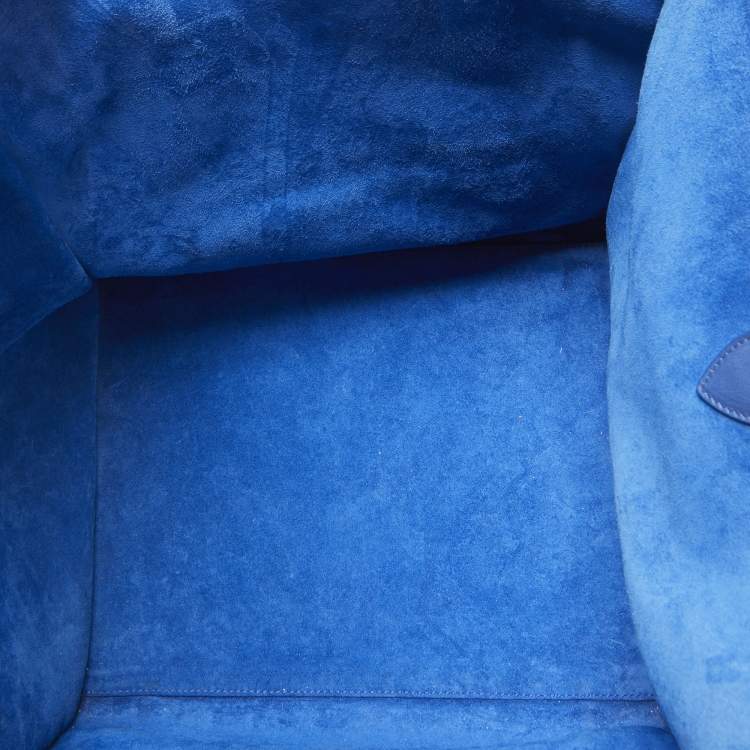 Pre Owned Celine Blue Leather Medium Phantom Luggage Tote