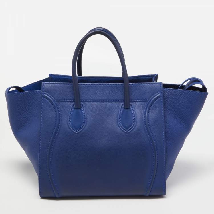 Pre Owned Celine Blue Leather Medium Phantom Luggage Tote