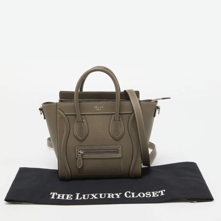 Pre Owned Celine Taupe Leather Nano Luggage Tote
