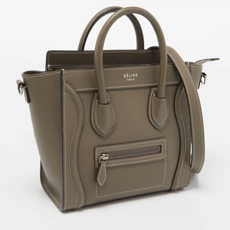 Pre Owned Celine Taupe Leather Nano Luggage Tote