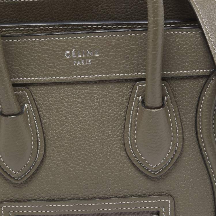 Pre Owned Celine Taupe Leather Nano Luggage Tote