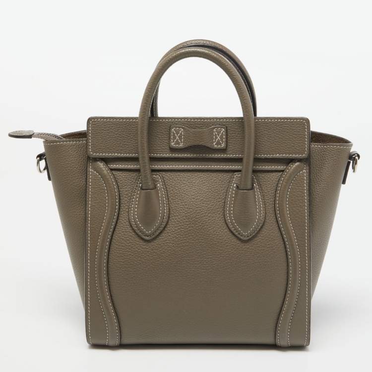 Pre Owned Celine Taupe Leather Nano Luggage Tote