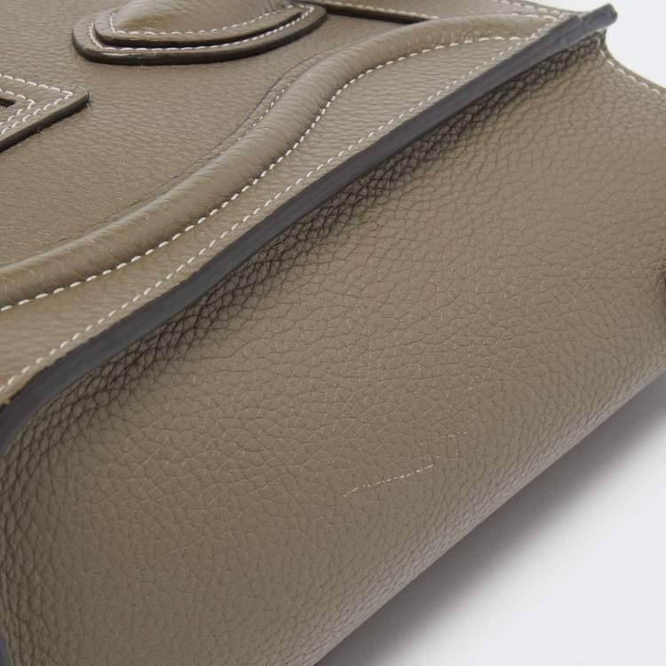 Pre Owned Celine Taupe Leather Nano Luggage Tote