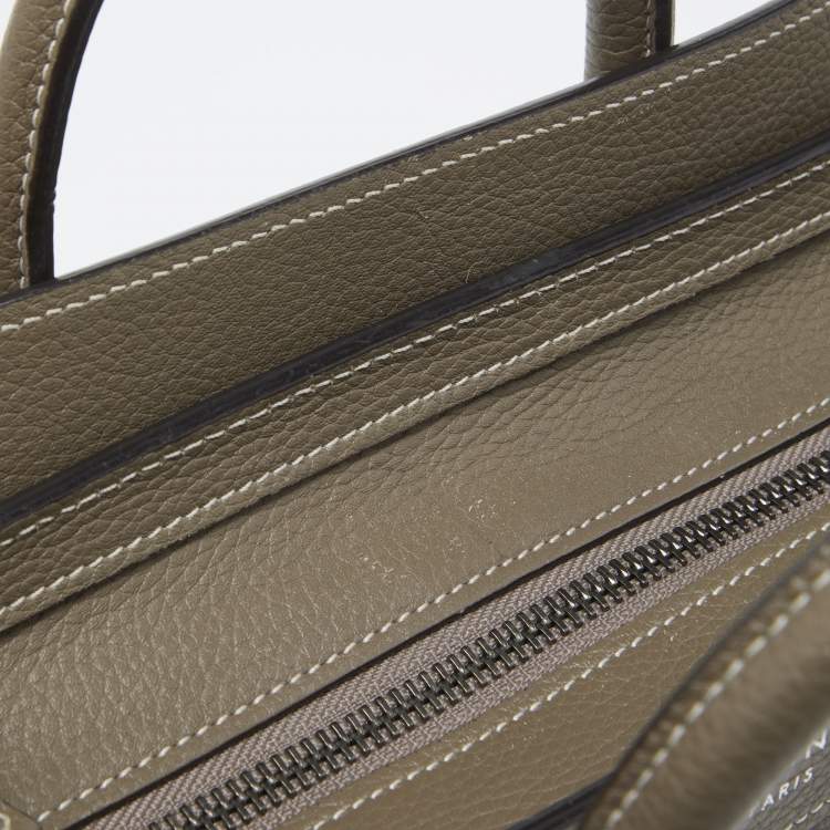Pre Owned Celine Taupe Leather Nano Luggage Tote