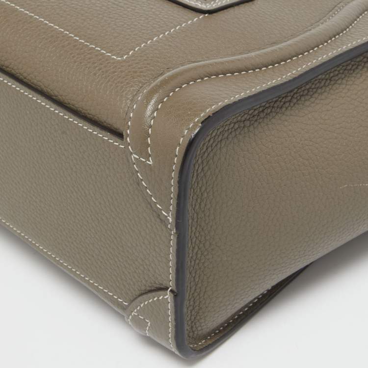 Pre Owned Celine Taupe Leather Nano Luggage Tote