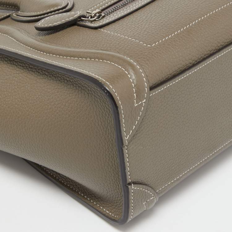 Pre Owned Celine Taupe Leather Nano Luggage Tote