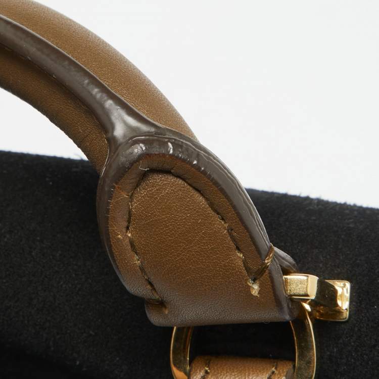 Pre Owned Celine Tri Color Leather and Suede Medium Trapeze Bag