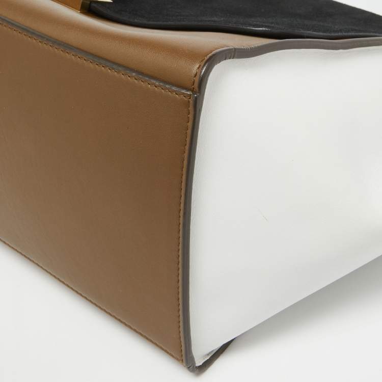 Pre Owned Celine Tri Color Leather and Suede Medium Trapeze Bag