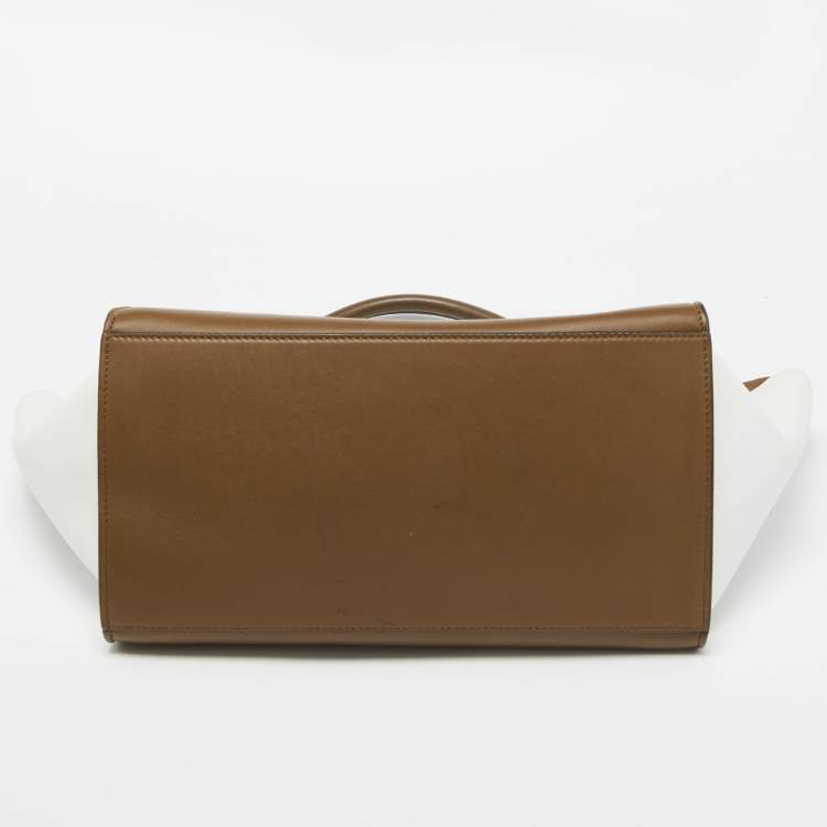 Pre Owned Celine Tri Color Leather and Suede Medium Trapeze Bag