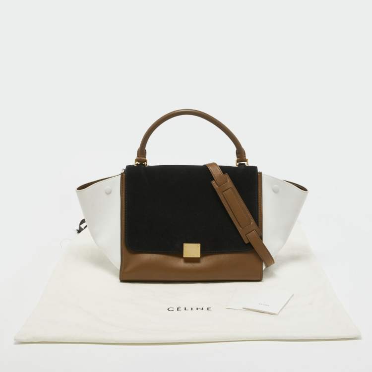 Pre Owned Celine Tri Color Leather and Suede Medium Trapeze Bag