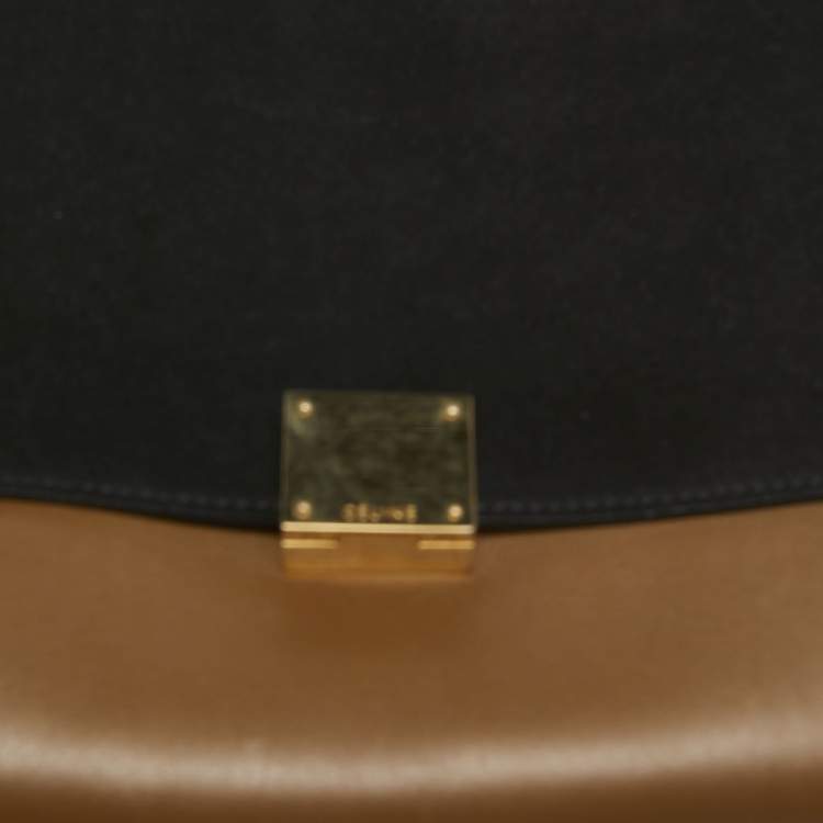 Pre Owned Celine Tri Color Leather and Suede Medium Trapeze Bag