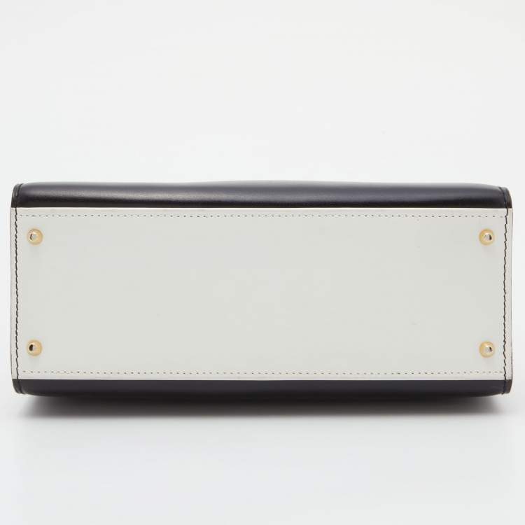 Pre Owned Celine Black/White Leather Vintage Box Top Handle Bag