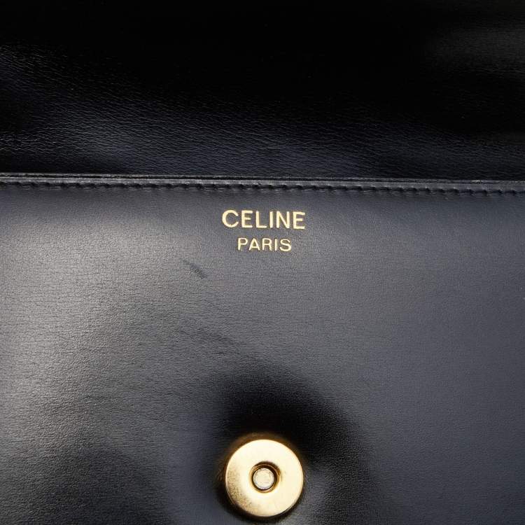 Pre Owned Celine Black/White Leather Vintage Box Top Handle Bag