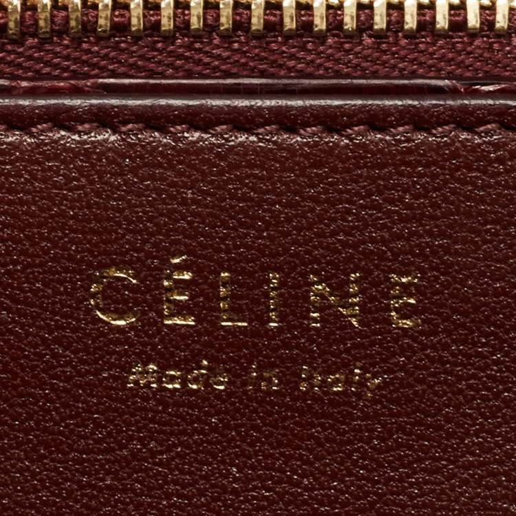 Pre Owned Celine Burgundy Python Medium Classic Box Shoulder Bag