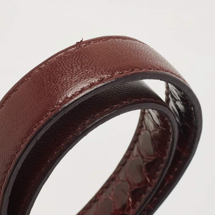 Pre Owned Celine Burgundy Python Medium Classic Box Shoulder Bag